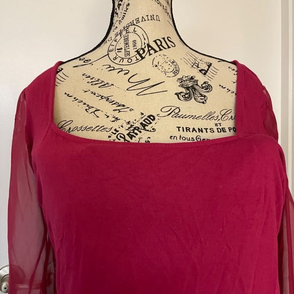 Eloquii Raspberry Square Neck Blouse - Picture 2 of 5